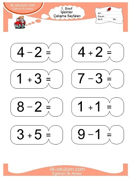 Çocuklar İçin toplam işlemi yaprak testleri 